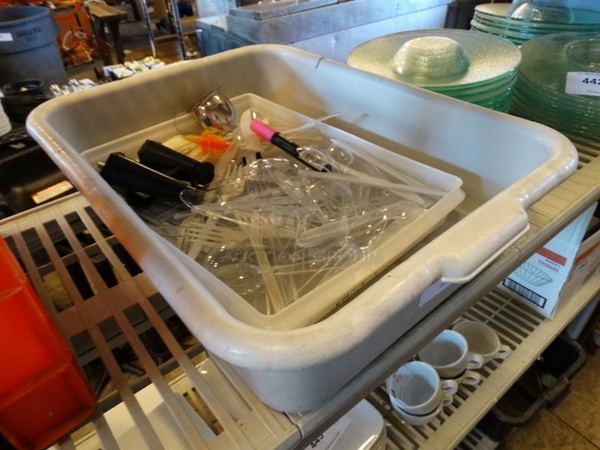 All One Money! Lot of Various Items in Gray Poly Bus Bin! - Image 2 of 2