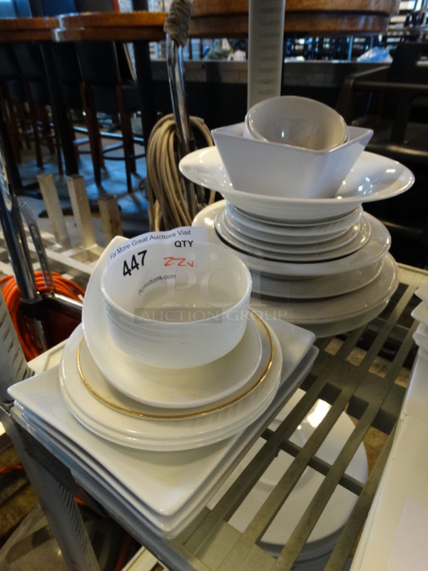 22 Various White Ceramic Dishes. Includes 6x8x1. 22 Times Your Bid!