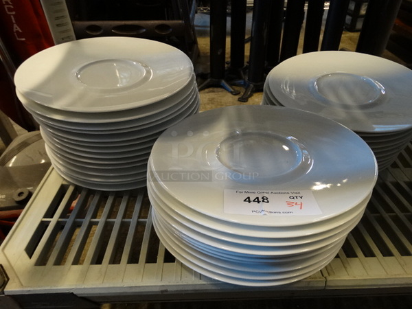 34 White Ceramic Plates. 12x12x1. 34 Times Your Bid!
