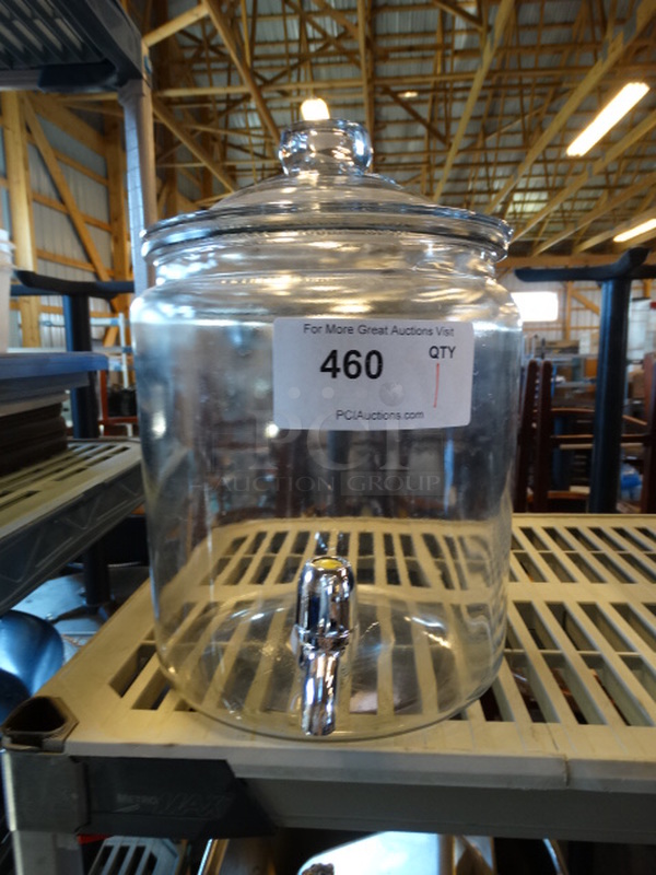 Glass Container w/ Spigot and Lid. 9x12x12 - Image 1 of 3