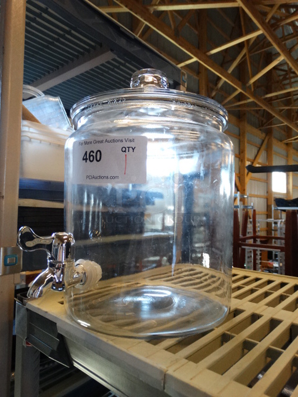 Glass Container w/ Spigot and Lid. 9x12x12 - Image 2 of 3