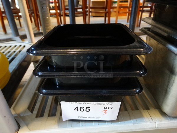 3 Black Poly 1/6 Size Drop In Bins. 1/6x4. 3 Times Your Bid!