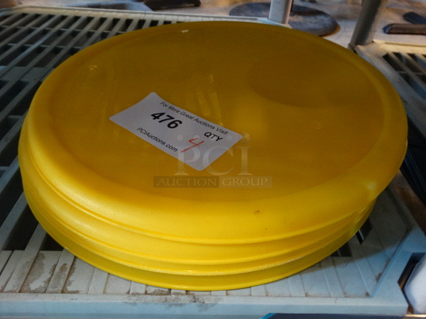 4 Yellow Poly Round Lids. 13x13x1. 4 Times Your Bid!