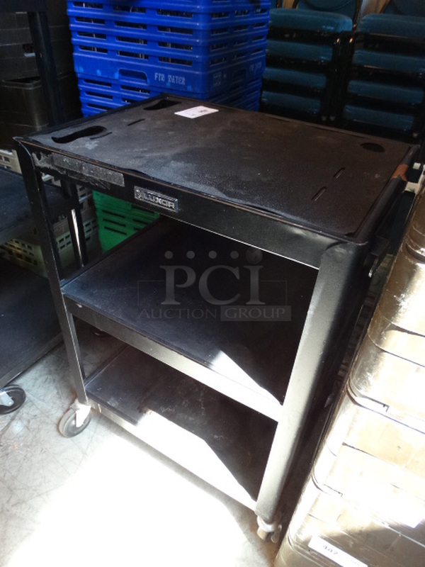 Luxor Black Metal 3 Tier AV Cart on Commercial Casters. 18x24x34 - Image 3 of 5