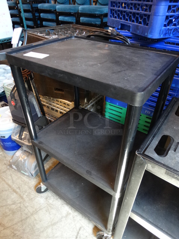 Black Metal 3 Tier AV Cart on Commercial Casters. 27x21x42 - Image 2 of 3