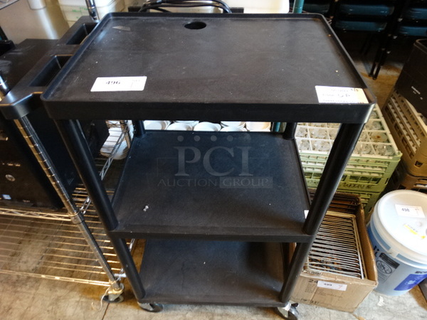 Black Metal 3 Tier AV Cart on Commercial Casters. 27x21x42 - Image 1 of 5