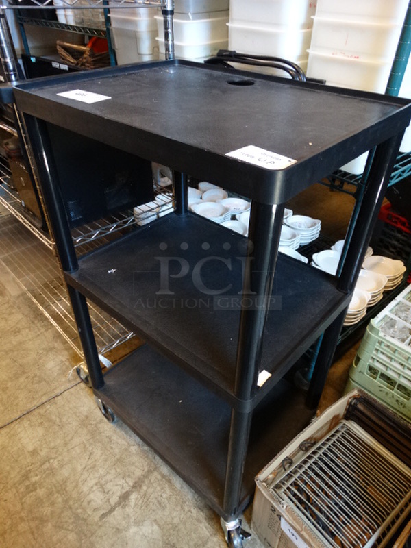 Black Metal 3 Tier AV Cart on Commercial Casters. 27x21x42 - Image 2 of 5