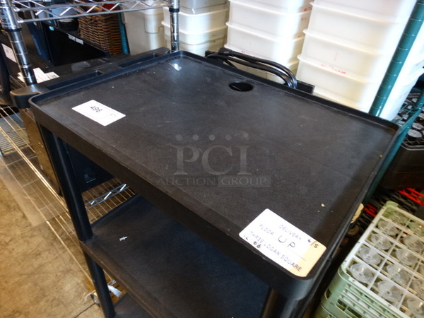 Black Metal 3 Tier AV Cart on Commercial Casters. 27x21x42 - Image 3 of 5