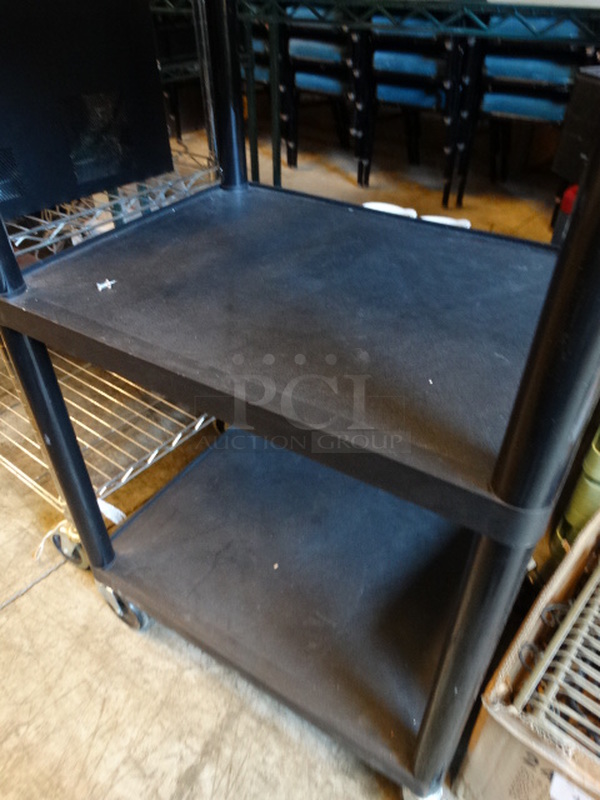 Black Metal 3 Tier AV Cart on Commercial Casters. 27x21x42 - Image 4 of 5