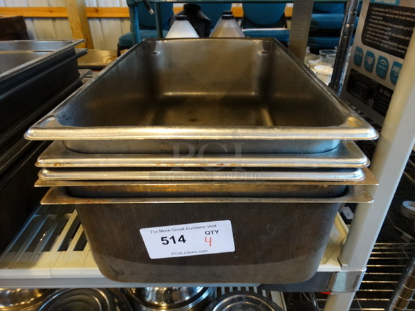 4 Stainless Steel Full Size Drop In Bins. 1/1x6. 4 Times Your Bid!