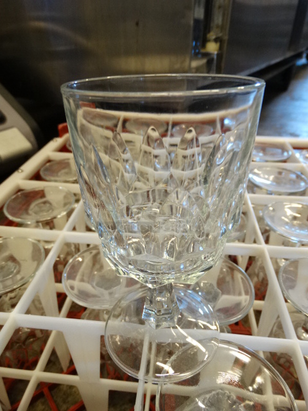 25 Goblet Wine Glasses in Dish Caddy. 3.5x3.5x6. 25 Times Your Bid! - Image 1 of 2