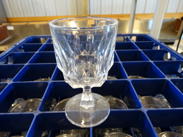36 Goblet Wine Glasses in Dish Caddy. 3x3x4.5. 36 Times Your Bid!