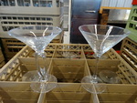 9 Martini Glasses in Dish Caddy. 5x5x7. 9 Times Your Bid!