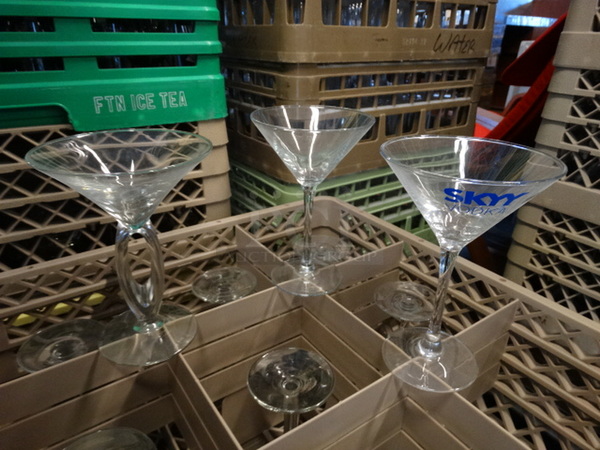 9 Martini Glasses in Dish Caddy. 5x5x7. 9 Times Your Bid!