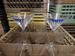 9 Martini Glasses in Dish Caddy. 5x5x7. 9 Times Your Bid!
