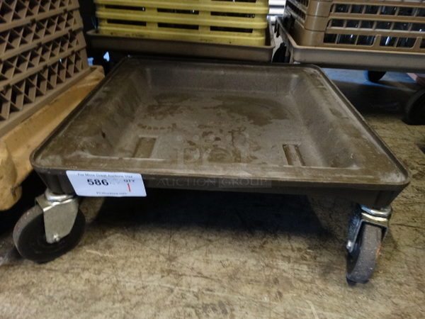 Brown Poly Dish Caddy Dolly on Commercial Casters. 21.5x21.5x7