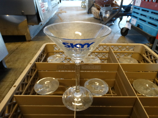 9 Martini Glasses in Dish Caddy. 5x5x7. 9 Times Your Bid!