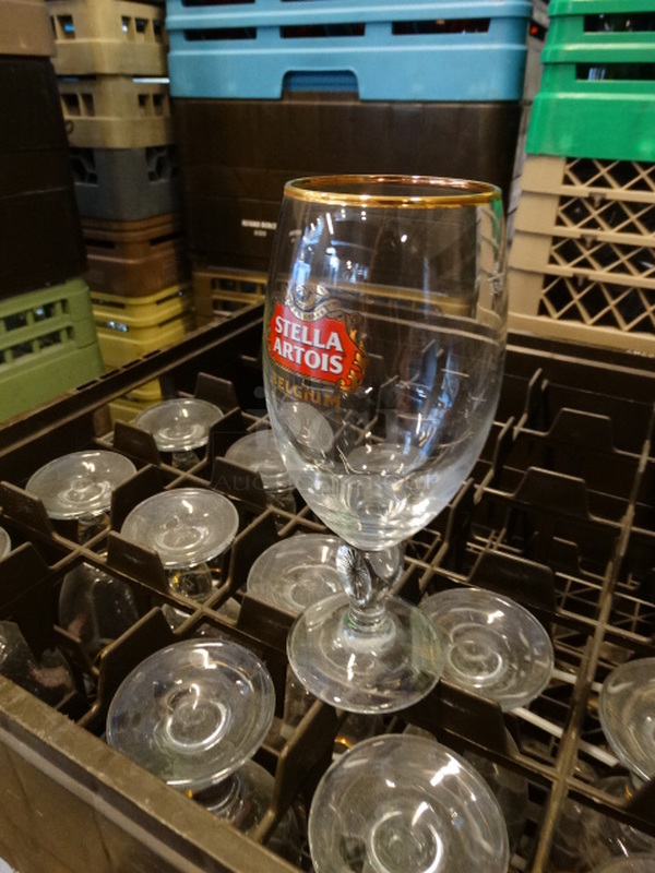 13 Stella Artois Beer Glasses in Dish Caddy. 3.5x3.5x7.5. 13 Times Your Bid! - Image 2 of 2