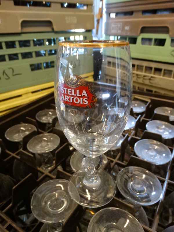 25 Stella Artois Beer Glasses in Dish Caddy. 3.5x3.5x7.5. 25 Times Your Bid! - Image 2 of 2