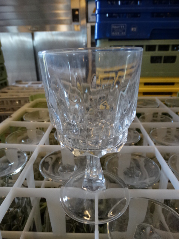 24 Goblet Wine Glasses in Dish Caddy. 3x3x5.5. 24 Times Your Bid!
