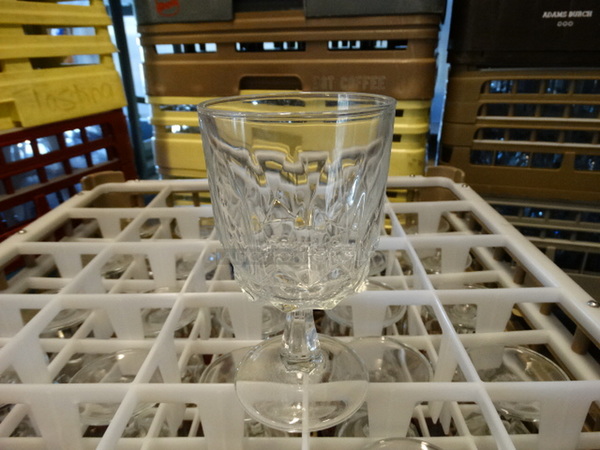 24 Goblet Wine Glasses in Dish Caddy. 3x3x5.5. 24 Times Your Bid!