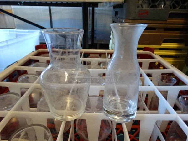 21 Various Carafe Glasses in Dish Caddy. 18: 3x3x5, 3: 2x2x5.5. 21 Times Your Bid! - Image 1 of 2