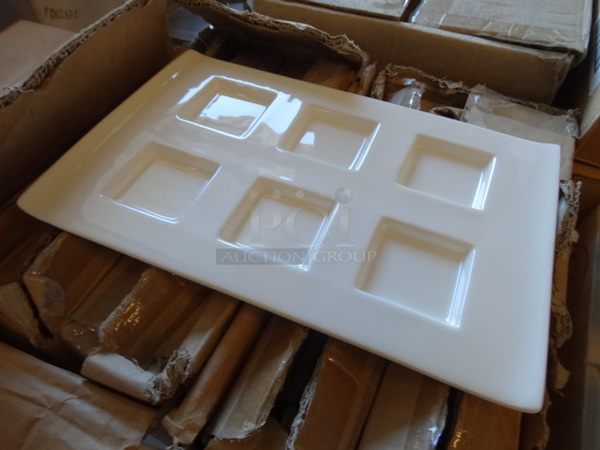 9 BRAND NEW IN BOX! White Ceramic Plates w/ 6 Compartments. 10.5x6.5x0.5. 9 Times Your Bid! - Image 2 of 4