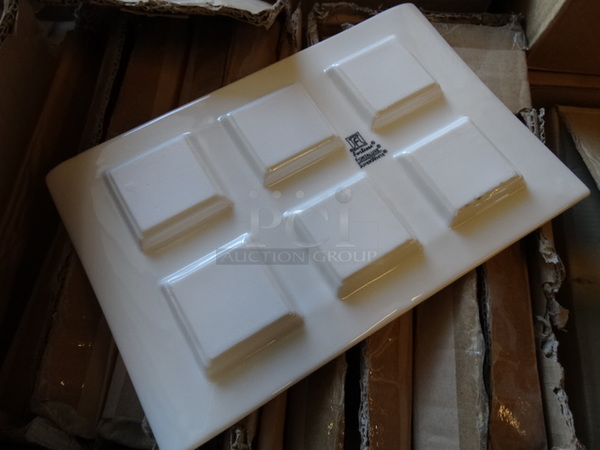 9 BRAND NEW IN BOX! White Ceramic Plates w/ 6 Compartments. 10.5x6.5x0.5. 9 Times Your Bid! - Image 3 of 4