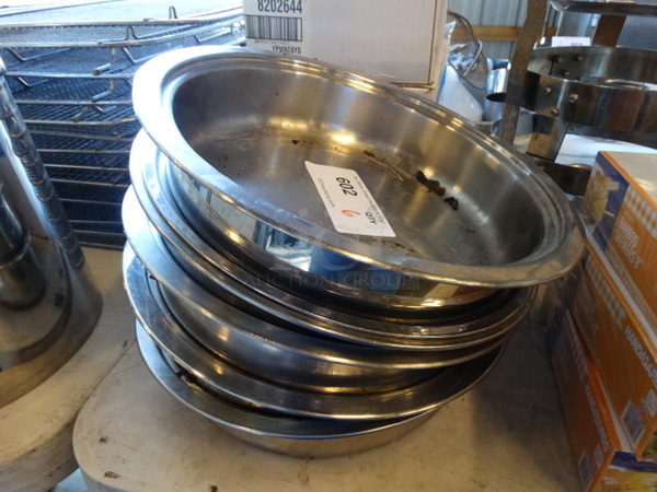 6 Stainless Steel Round Chafing Dish Drop In Bins. 12.5x12.5x2.5. 6 Times Your Bid!