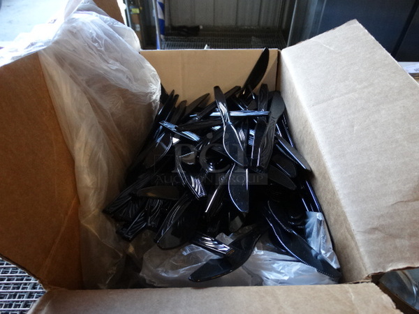 2 Boxes of Black Plastic Knives. 2 Times Your Bid!