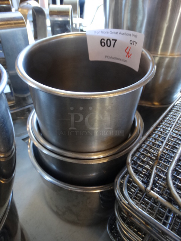 4 Various Stainless Steel Cylindrical Drop In Bins. Includes 7x7x7. 4 Times Your Bid! - Image 1 of 2