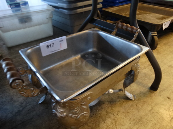 Stainless Steel Chafing Dish Frame w/ Half Size Drop In Bin. 17x10x11 - Image 2 of 2