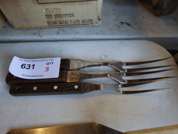 3 Metal Steak Forks. 12", 14". 3 Times Your Bid! - Image 1 of 2