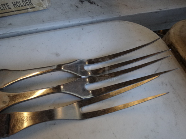 3 Metal Steak Forks. 12", 14". 3 Times Your Bid! - Image 2 of 2