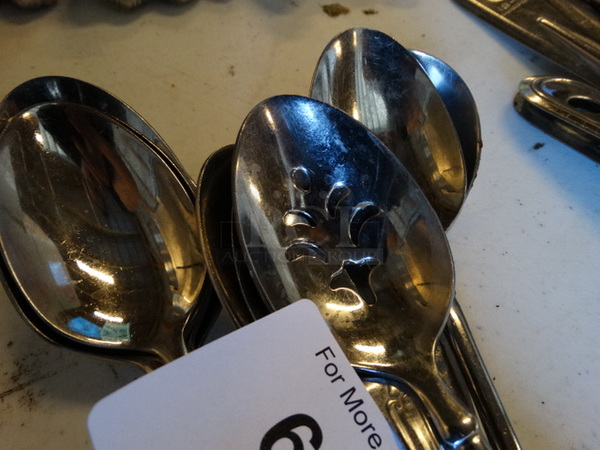 11 Metal Spoons; Solid and Straining. 7", 8.5". 11 Times Your Bid! - Image 2 of 3
