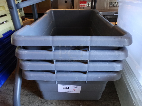 4 Gray Poly Bus Bins. 21x15x9. 4 Times Your Bid!