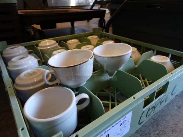 16 White Ceramic Bowls and Mugs in Dish Caddy. 5x2.5x3.5, 4x4x2. 16 Times Your Bid! - Image 2 of 3