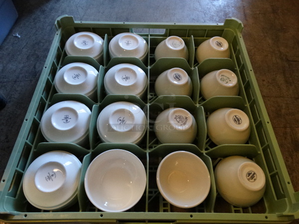 16 White Ceramic Bowls in Dish Caddy. 4x4x2.5. 16 Times Your Bid! - Image 3 of 3
