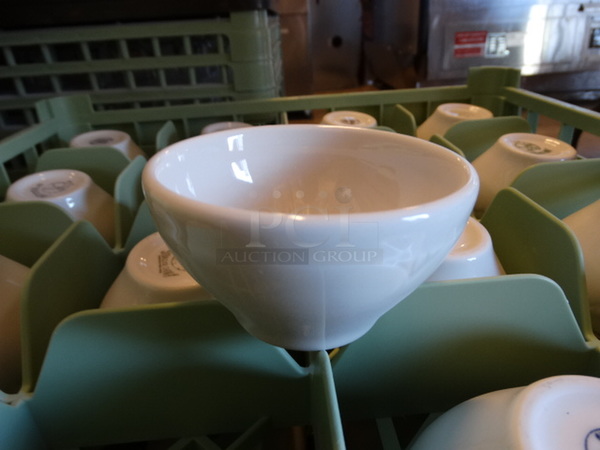 16 White Ceramic Bowls in Dish Caddy. 4x4x2.5. 16 Times Your Bid!