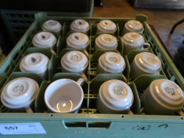 16 White Ceramic Mugs in Dish Caddy. 4.5x3.5x2.5. 16 Times Your Bid! - Image 2 of 2