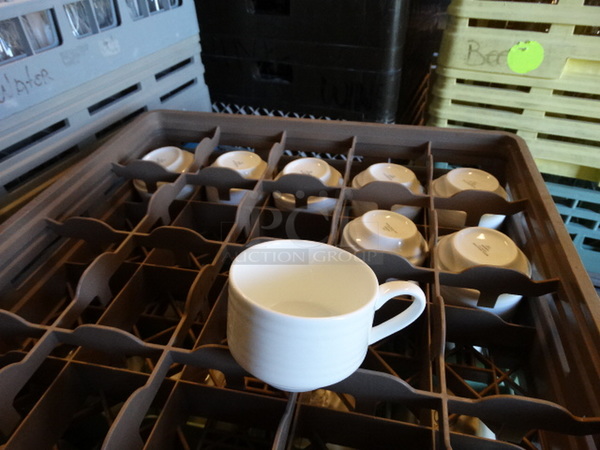 8 White Ceramic Mugs in Dish Caddy. 4.5x3.5x3. 8 Times Your Bid! - Image 2 of 2