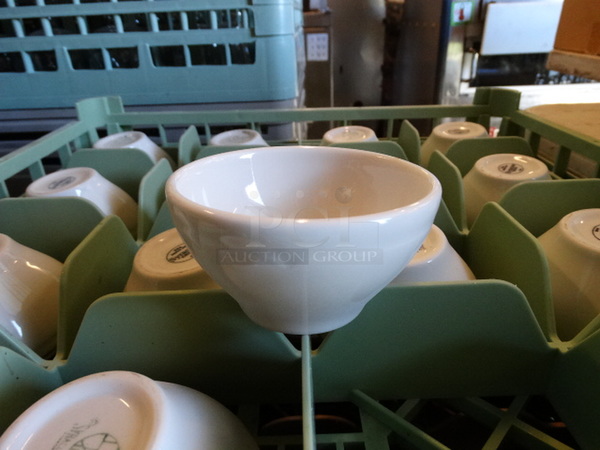 16 White Ceramic Bowls in Dish Caddy. 4x4x2.5. 16 Times Your Bid!