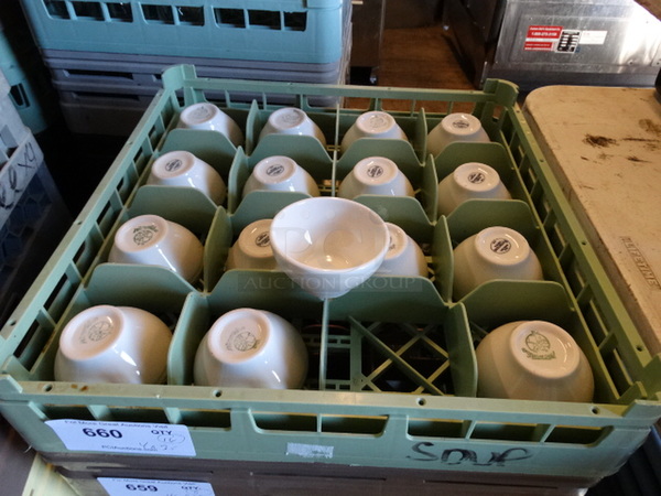 16 White Ceramic Bowls in Dish Caddy. 4x4x2.5. 16 Times Your Bid! - Image 2 of 2