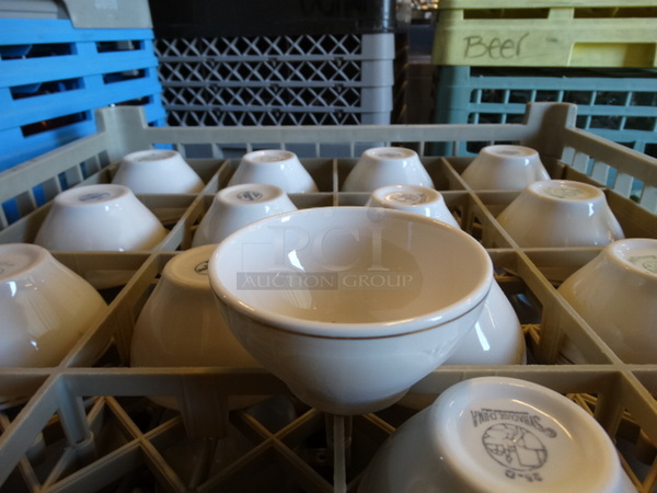 16 White Ceramic Bowls in Dish Caddy. 4x4x2.5. 16 Times Your Bid!