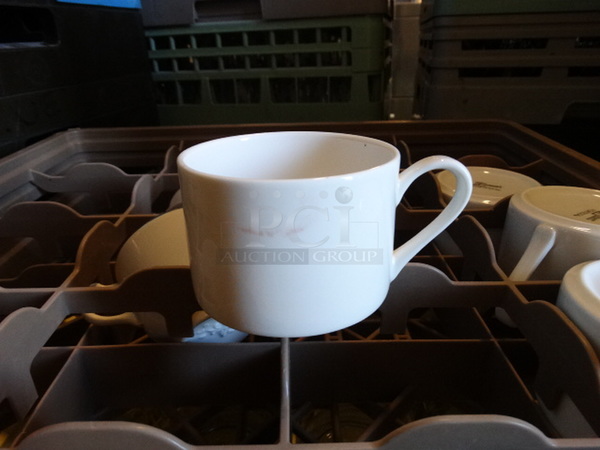 7 Various Items; 6 White Ceramic Mugs and 1 Poly Bowl in Dish Caddy. 7 Times Your Bid!