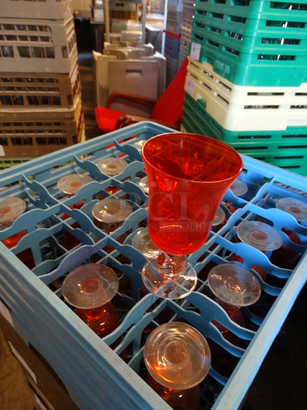 16 Red/Orange Wine Glasses in Dish Caddy. 4x4x7. 16 Times Your Bid! - Image 2 of 3