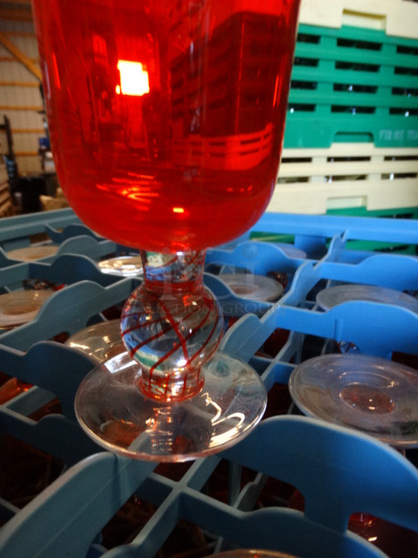 16 Red/Orange Wine Glasses in Dish Caddy. 4x4x7. 16 Times Your Bid! - Image 3 of 3