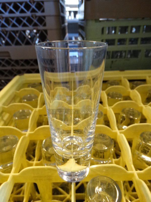 36 Footed Beverage Glasses in Dish Caddy. 2.75x2.75x7. 36 Times Your Bid!