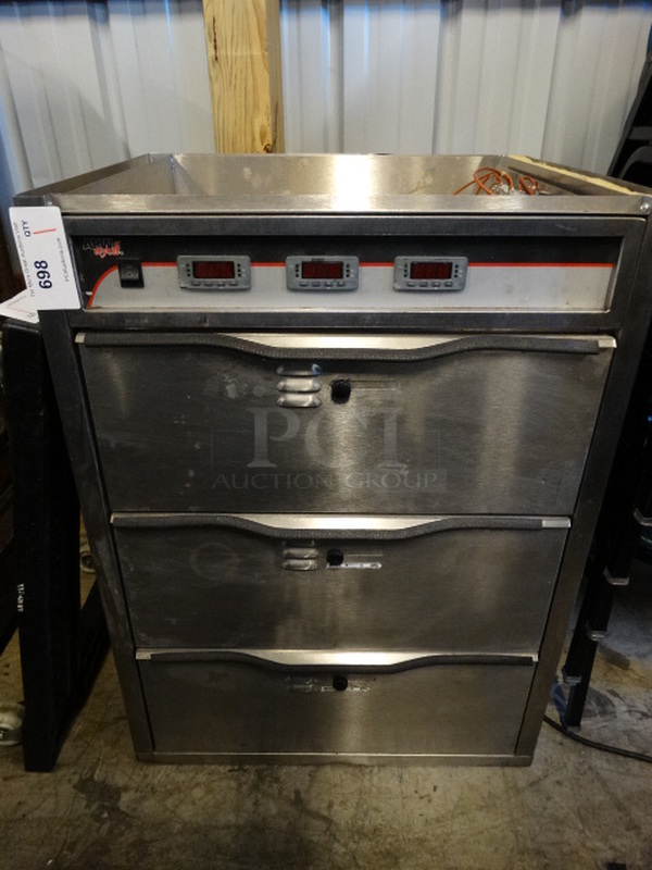 APW Wyott Stainless Steel Commercial 3 Drawer Warming Drawer. 25.5x21x35. Tested and Working! - Image 1 of 7