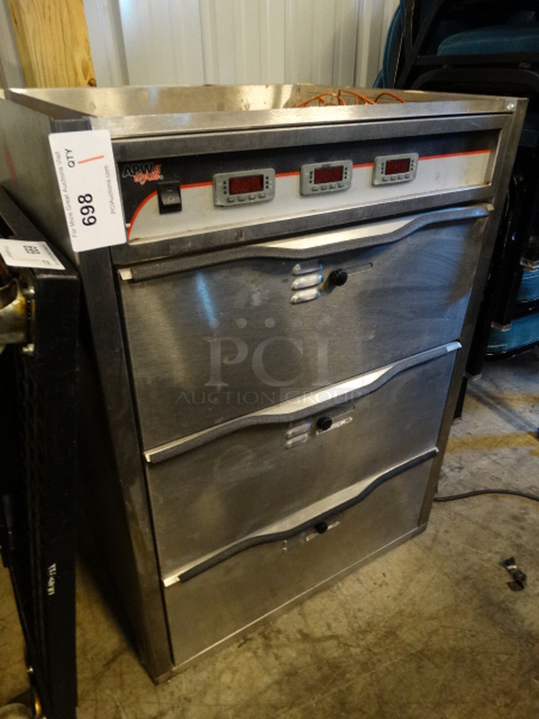APW Wyott Stainless Steel Commercial 3 Drawer Warming Drawer. 25.5x21x35. Tested and Working! - Image 2 of 7
